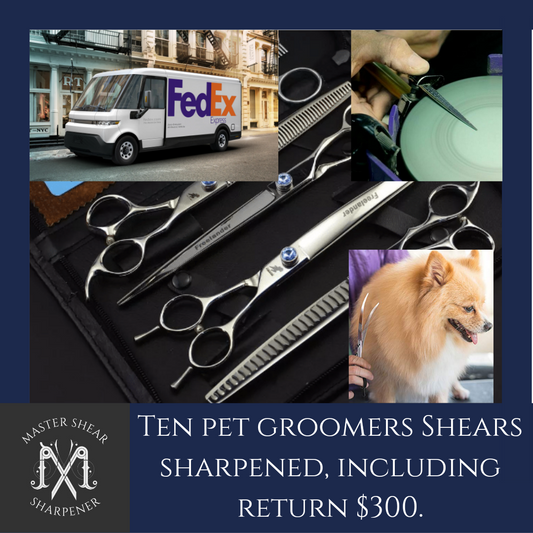 MAIL IN SHARPENING SERVICE FOR ANY TEN PET GROOMER SHEARS